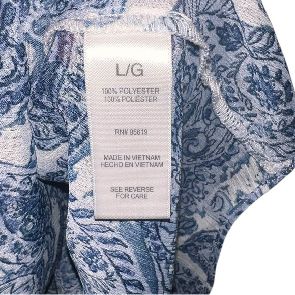 🟣Christiania B Sleeveless Blue & White PAISLEY Blouse - Size Large - Picture 3 of 6